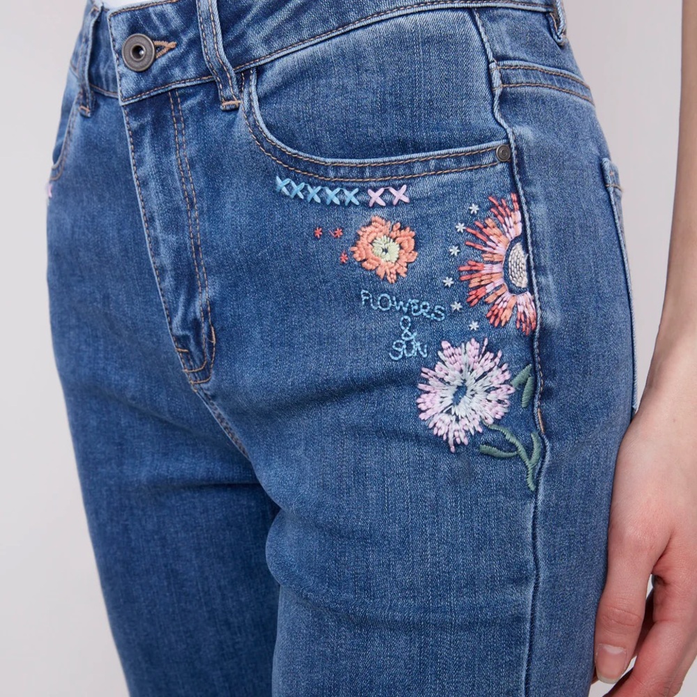 Embroidered Blue Jeans
